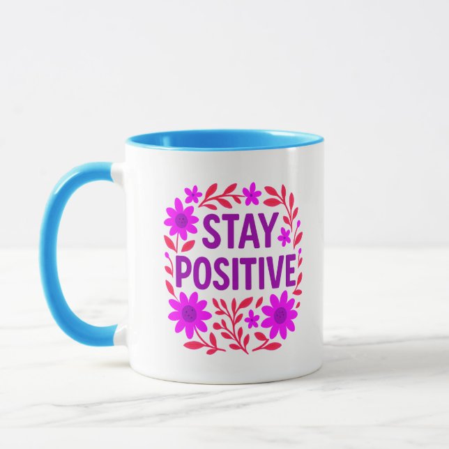 Mug Demeurez un devis de motivation florale positif (Gauche)