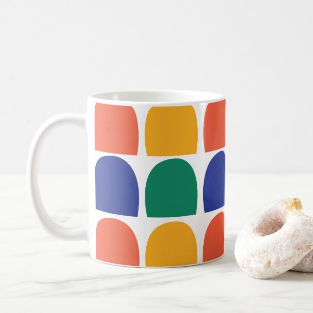 Mug Demi-cercle géométrique coloré (Avec donut)