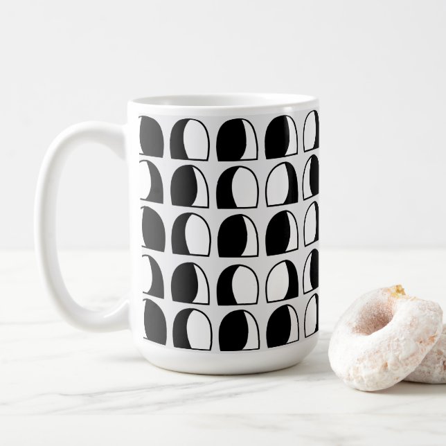 Mug Demi-cercle géométrique noir et blanc  (Avec donut)