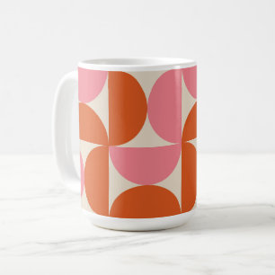 Mug Demi-cercles du milieu du siècle rose et orange