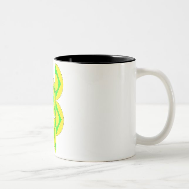 Mug demi-cercles triangles vert jaune (Droit)