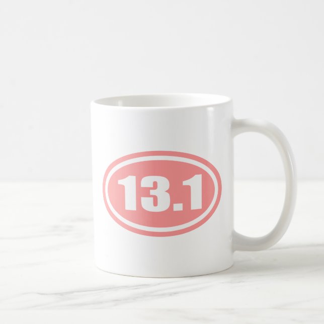 Mug Demi d'ovale de marathon du rose 13,1 (Droite)