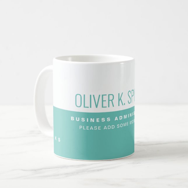 Mug Demi-Turquoise professionnel demi-blanc moderne bl (Devant gauche)