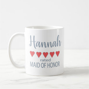 Mug Demoiselle d'honneur 5 coeurs pour la mariée et la