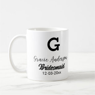 Mug Demoiselle d'honneur ajoutez nom monogramme simple
