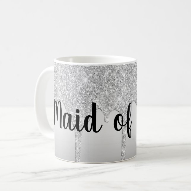 Mug Demoiselle d'honneur argentée pailletée (Devant gauche)