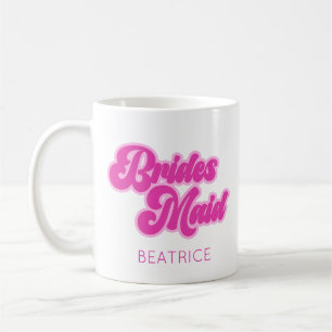 Mug Demoiselle d'honneur Bulles de Gomme Rose Rétro No