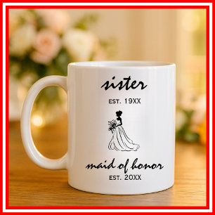 Mug Demoiselle d'honneur Élégant Minimaliste Mariage M