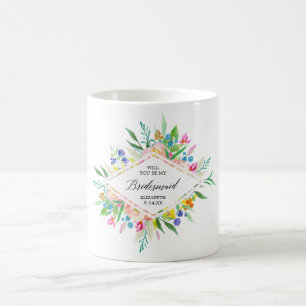 Mug Demoiselle d'honneur florale de diamant