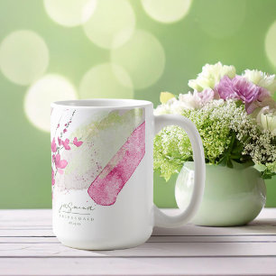 Mug Demoiselle d'honneur Fuschia de mariage aux fleurs