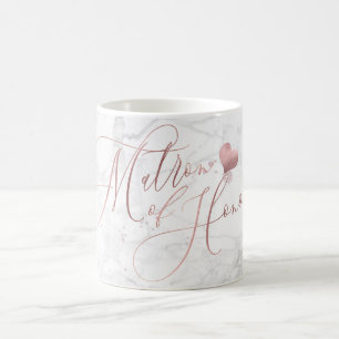 Mug Demoiselle d'honneur/Marbre+Écriture Fausse Rose D