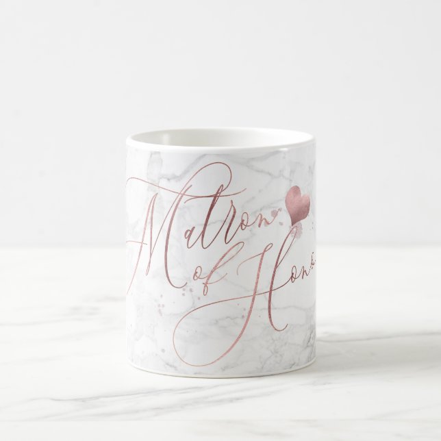 Mug Demoiselle d'honneur/Marbre+Écriture Fausse Rose D (Centre)
