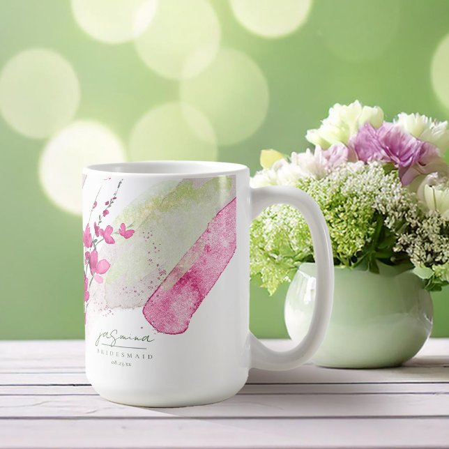 Mug Demoiselle d'honneur Mariage Fleur des champs Fuch (Créateur téléchargé)