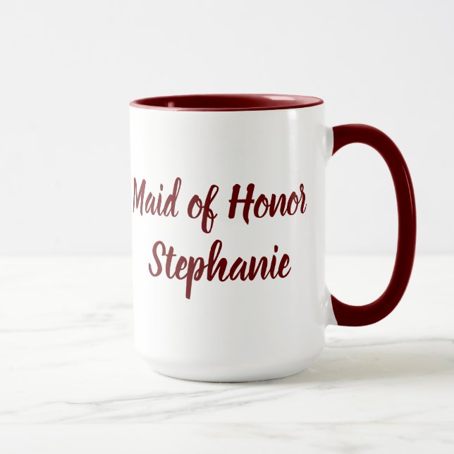 Mug Demoiselle d'honneur mariages script Burgundy (Droite)