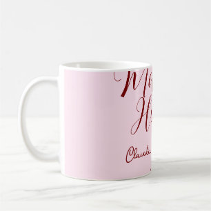 Mug Demoiselle d'honneur mauve nom date rose pastel ma