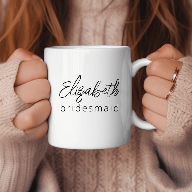 Mug Demoiselle d'honneur Minimaliste Moderne Écriture  (Créateur téléchargé)