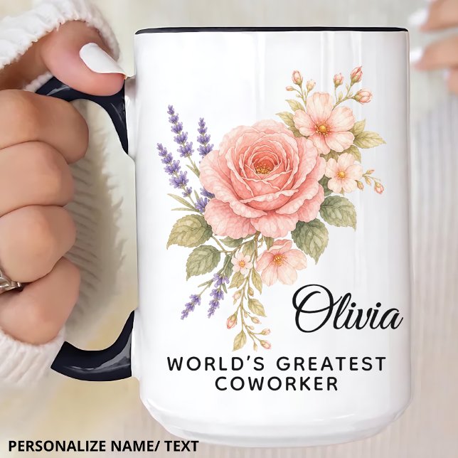 Mug Demoiselle d'honneur | Professeur Fleuriste Modern (Personalized Watercolor Flower Mug Gift for Bridesmaid Proposal | Mother’s day | Coworker | Teacher)