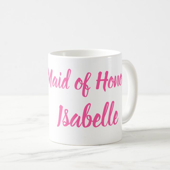 Mug Demoiselle d'honneur rose Cadeaux personnalisés av (Devant droit)