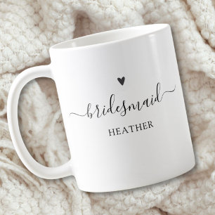 Mug Demoiselle d'honneur Simple Écriture Calligraphiqu