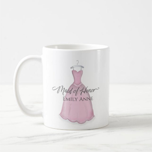 Mug Demoiselle d'honneur simple rose personnalisée (Gauche)