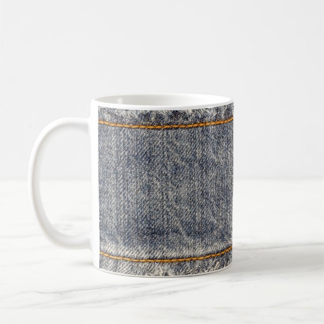 Mug Denim Blue Jeans : Décontracté Double Patch (Gauche)