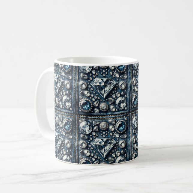 Mug Denim & Diamonds Bling Bijou Glamour (Devant gauche)