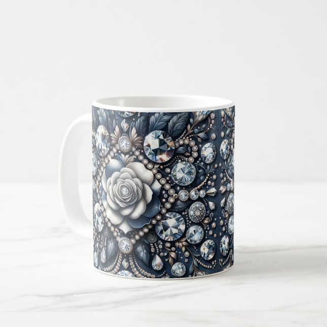 Mug Denim & Diamonds Glam Bling Rose Bijoux (Devant gauche)