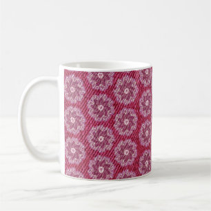 Mug Denim & fleur cerisier rouge pâturé tacheté