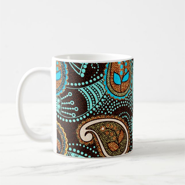 Mug Denim Paisley : Motif de texture de Jeans sans cou (Gauche)