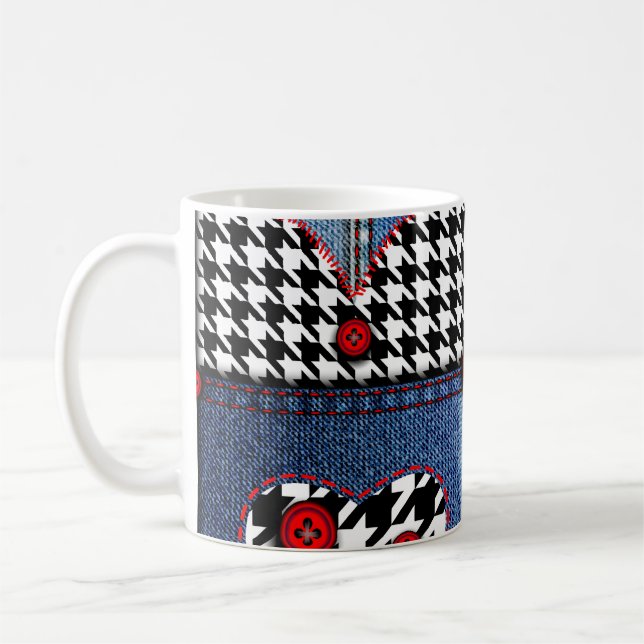 Mug Denim Patchwork : Motif en tissu transparent (Gauche)