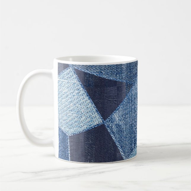 Mug Denim Urban : Patchwork à rayures détendues. (Gauche)