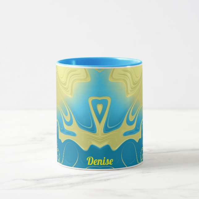 Mug DENISE ~ Zany 3D Fractal ~ Bleu Jaune 3D (Centre)