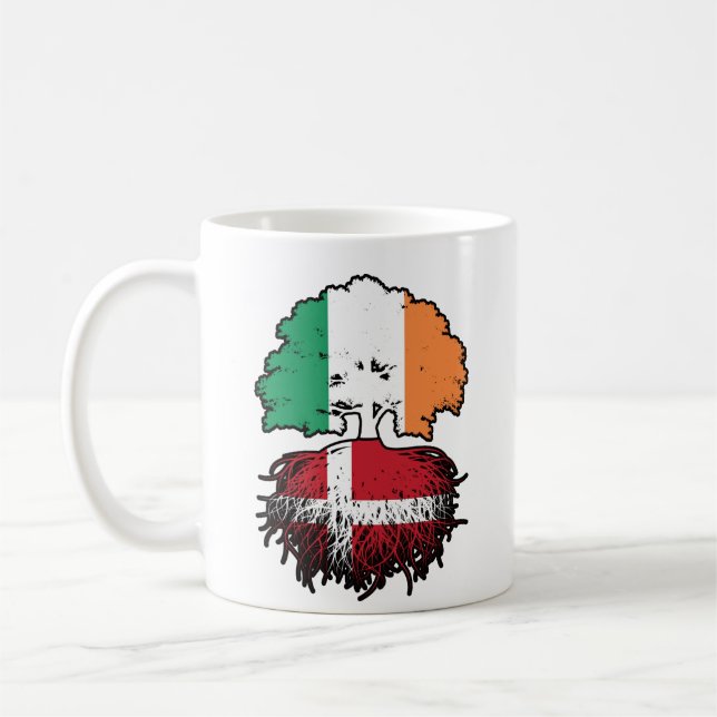 Mug Denmark Danish Irish Ireland Tree Roots Flag (Gauche)
