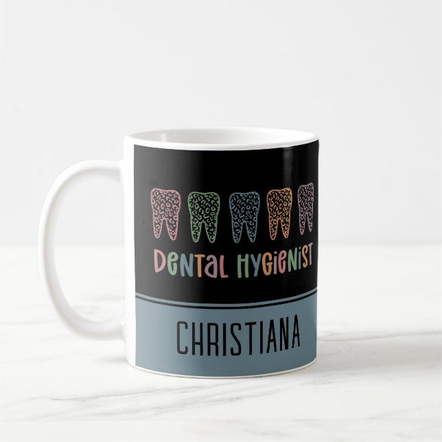 Mug Dentaire personnalisé Hygiéniste dents Empreintes  (Gauche)