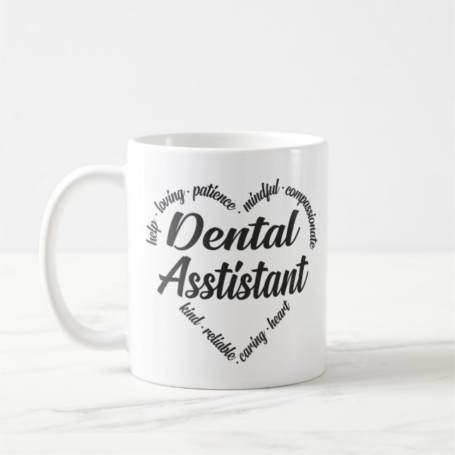 Mug Dental Assistant Heart Word Cloud (Gauche)