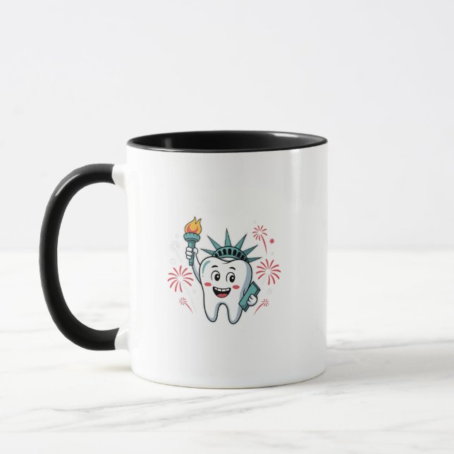 Mug Dental Squad 4 juillet Dentist Funny American (Gauche)