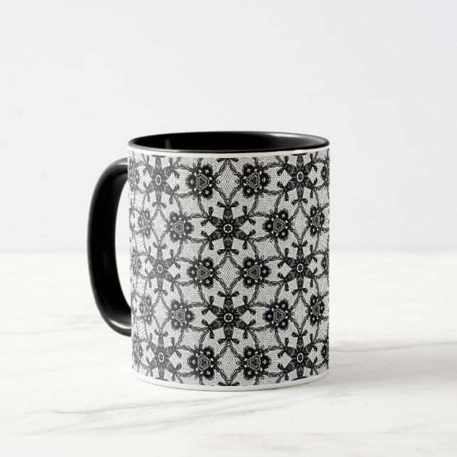 Mug Dentelle antique - Musique noire et blanche (Devant gauche)