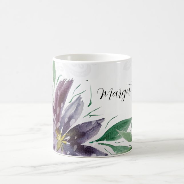 Mug Dentelle d'aquarelle violette Abstraite Lotus (Centre)