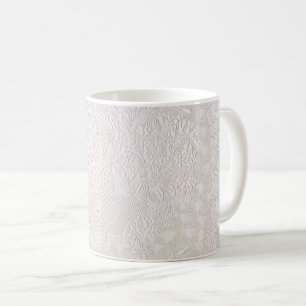 Mug Dentelle décorative rose sur fond blanc