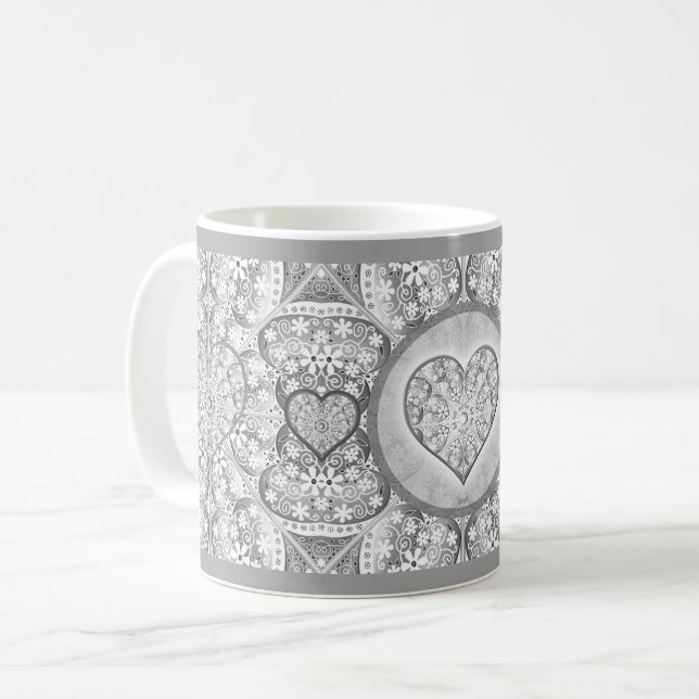 Mug Dentelle en céramique Gris (Devant gauche)