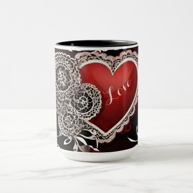 Mug Dentelle et Coeurs modernes amour (Centre)