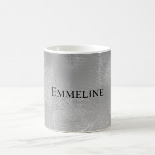 Mug Dentelle florale argentée