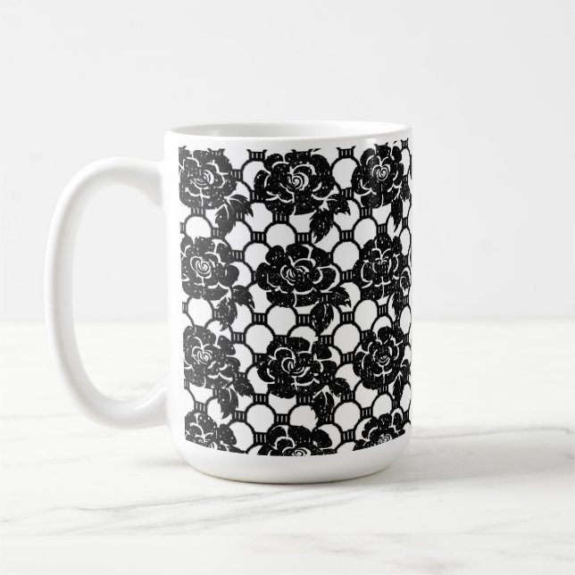 Mug Dentelle florale noire (Gauche)