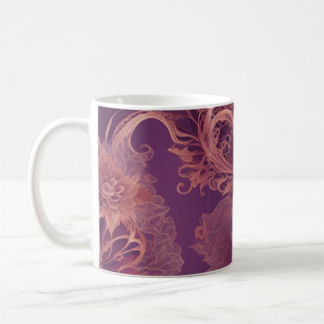Mug Dentelle florale violette art IA  (Gauche)