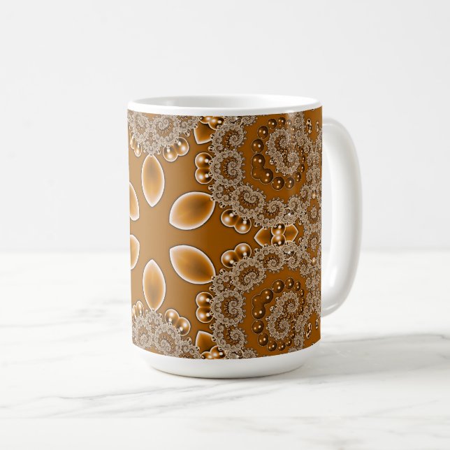 Mug Dentelle Fractale Caramel (Devant droit)