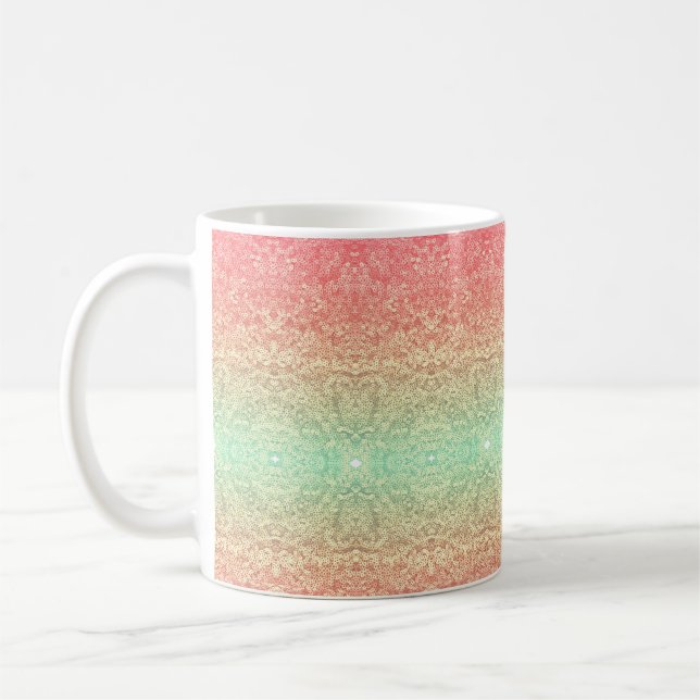 Mug Dentelle motif dégradé rose or vert (Gauche)