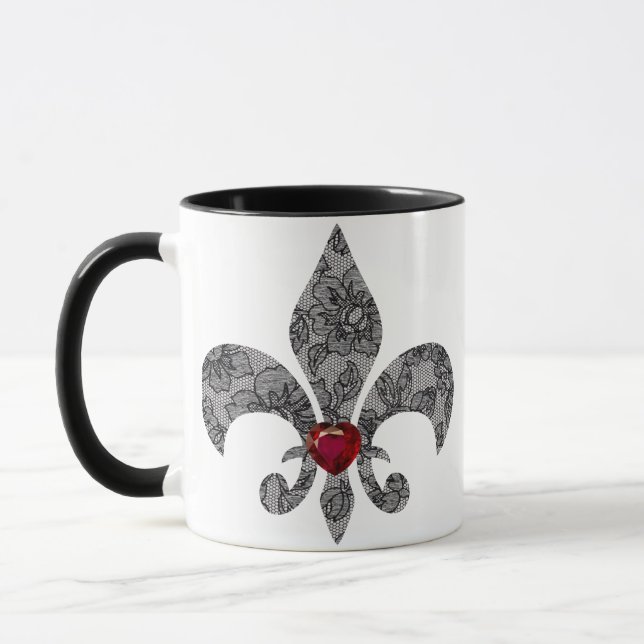 Mug Dentelle Noire 1 Fleur De Lis (Gauche)