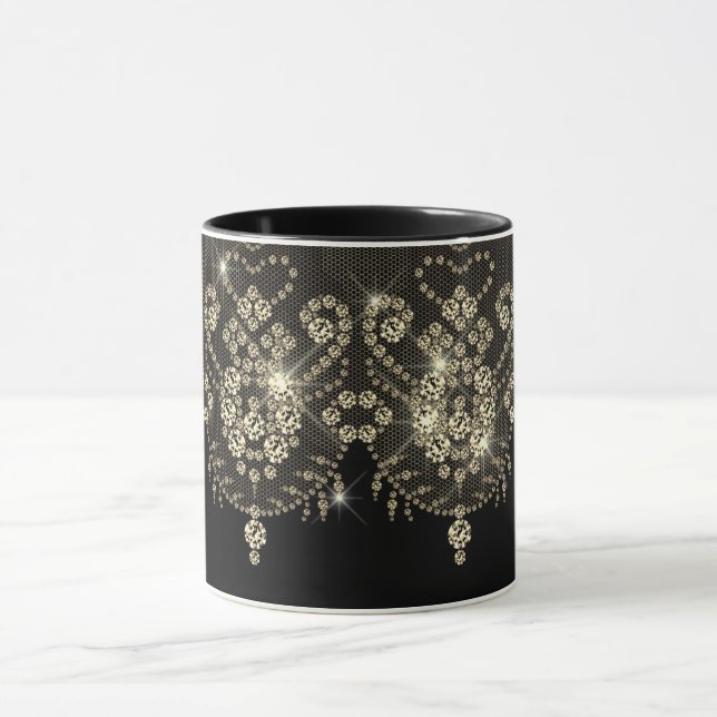 Mug Dentelle noire or diamant scintillement élégant as (Centre)