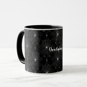 Mug Dentelle Spiderweb argenté en noir