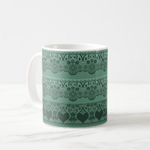 Mug Dentelle vintage verte ajourée pour décoration